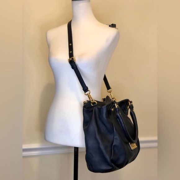 MARC JACOBS Black Satchel Crossbody B/W Logo Interior Lining Brass Hardware - Picture 16 of 16